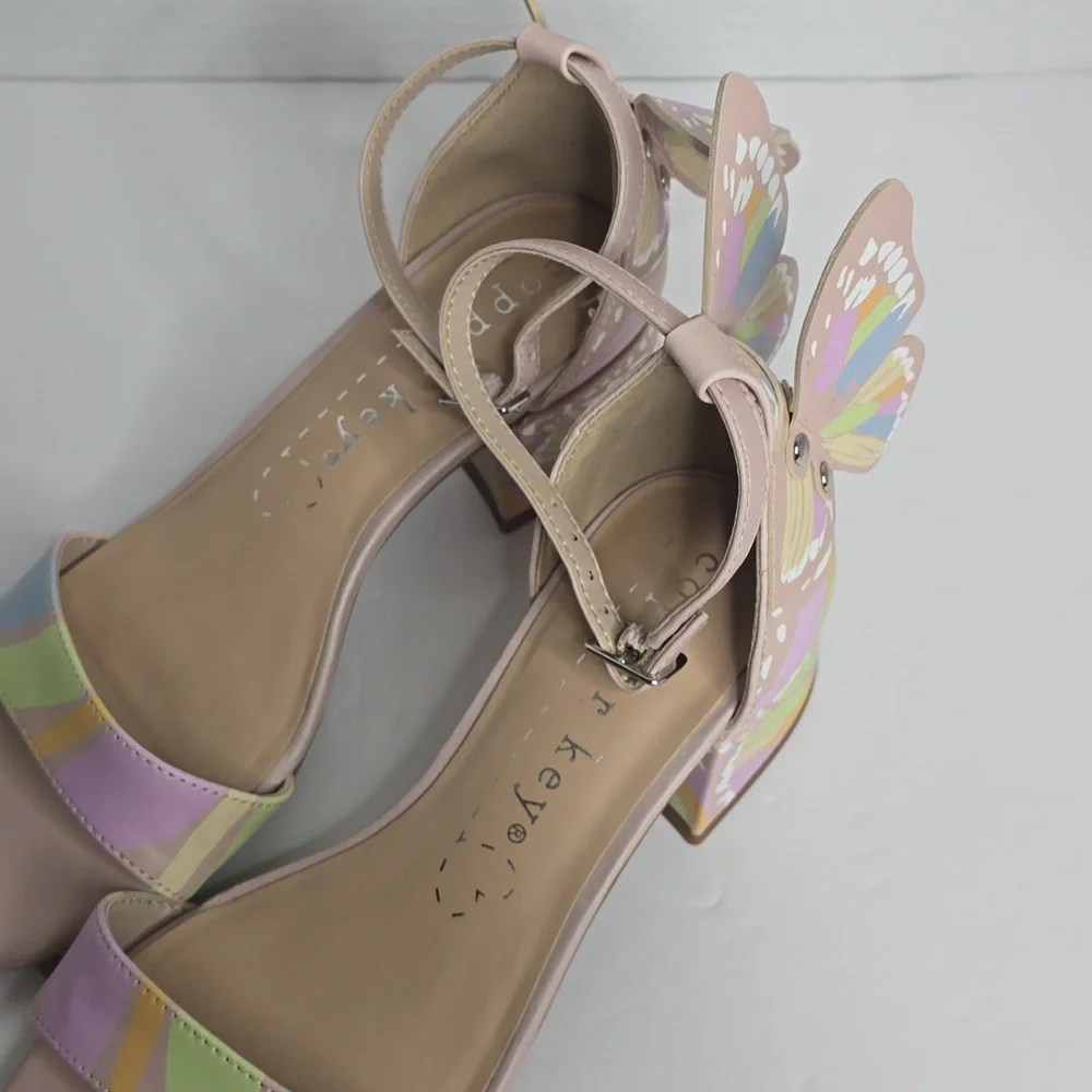 Copper Key Girls Majesty Leather Butterfly Print Wing Dress Sandals 3m